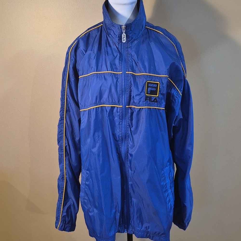 FILA Vintage Royal Blue Windbreaker With Yellow Trim